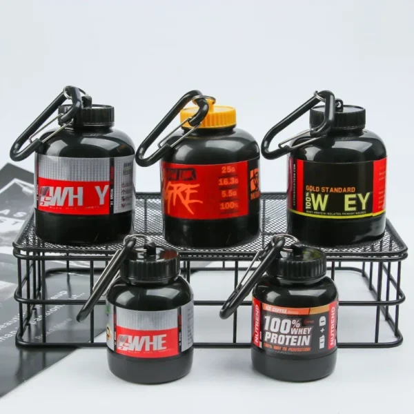 100/200ML Portable Mini Protein Powder Bottle Keychain