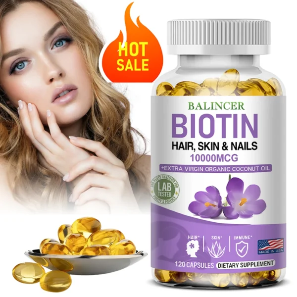 Biotin supplement supports healthy hair, skin and nails.