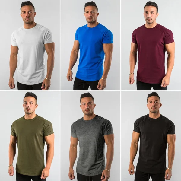 Men Training T Shirt. Quick Dry Bodybuilding Short Sleeve Sportswear
