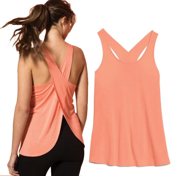Women Workout Tank Tops Cross Back Yoga Shirts Quick Dry Tank